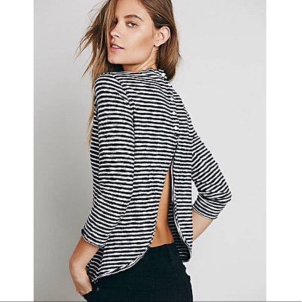 FREE PEOPLE Mod Stripe Open Back Blouse - Picture 10 of 10